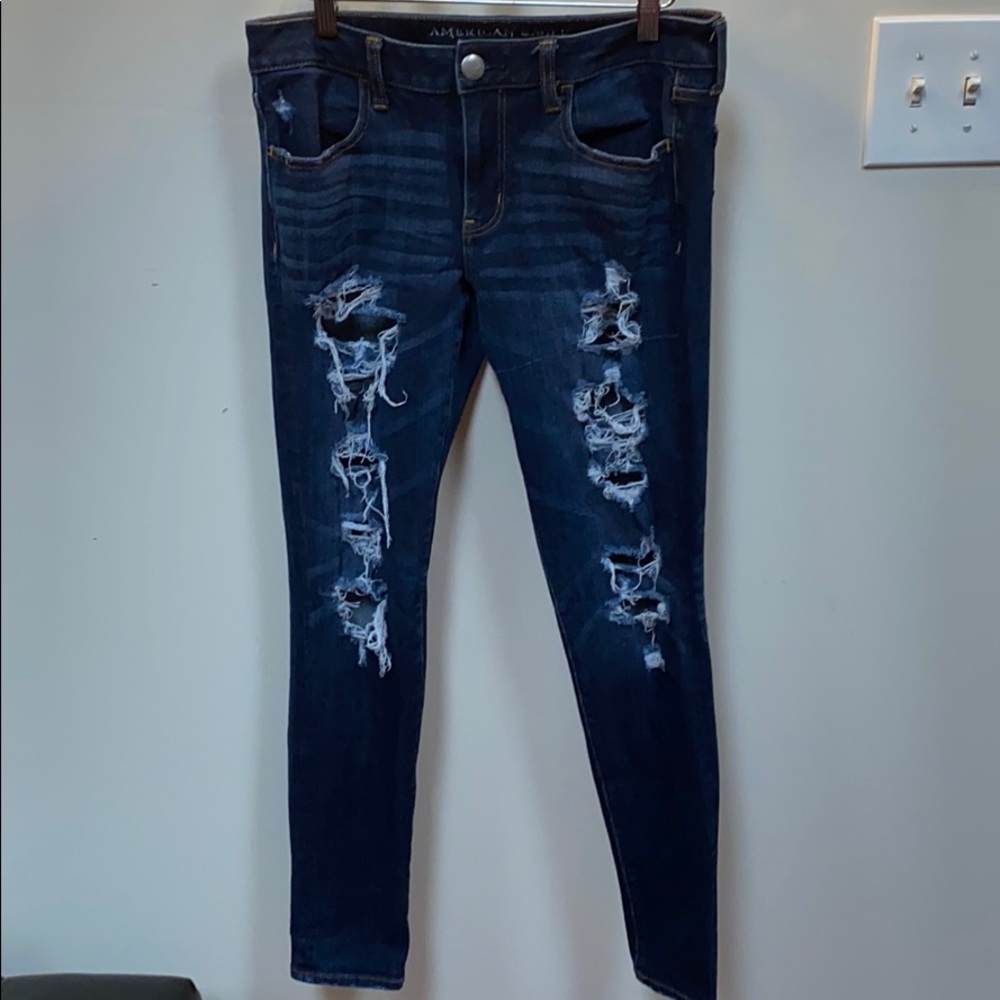 Dark Wash Distressed American Eagle Jeans